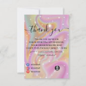 パープルホログラフィックカラーシフトビジネスありがとうございました サンキューカード (正面)