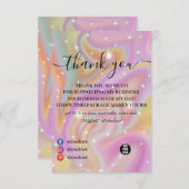 パープルホログラフィックカラーシフトビジネスありがとうございました サンキューカード (正面/裏面)