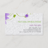 パープルホワイトおよびグリーンフローライラストレーション 名刺 (裏面)