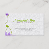 パープルホワイトおよびグリーンフローラデザイン 名刺 (裏面)