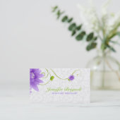 パープルホワイトとグリーンデザイン 名刺 (スタンド正面)