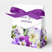 パープルホワイトの花のバースデー名前サンクス フェイバーボックス (正面サイド)