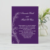 パープルホワイトの花模様の結婚式後招待状 招待状 (スタンド正面)