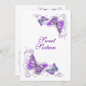 パープルホワイトの誕生日エンゲージメントウェディング 招待状 (正面/裏面)