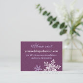 パープルホワイトの雪の結晶 ウェディング ウェブサイト 案内カード エンクロージャーカード (スタンド正面)