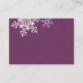 パープルホワイトの雪の結晶 ウェディング ウェブサイト 案内カード エンクロージャーカード (裏面)