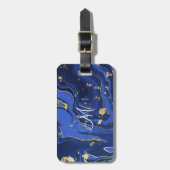パープルホワイトアガテマーブル抽象芸術ミッドナイトブルー ラゲッジタグ (正面縦)