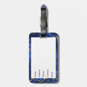パープルホワイトアガテマーブル抽象芸術ミッドナイトブルー ラゲッジタグ (裏面縦)