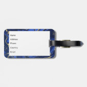 パープルホワイトアガテマーブル抽象芸術ミッドナイトブルー ラゲッジタグ (裏面横)