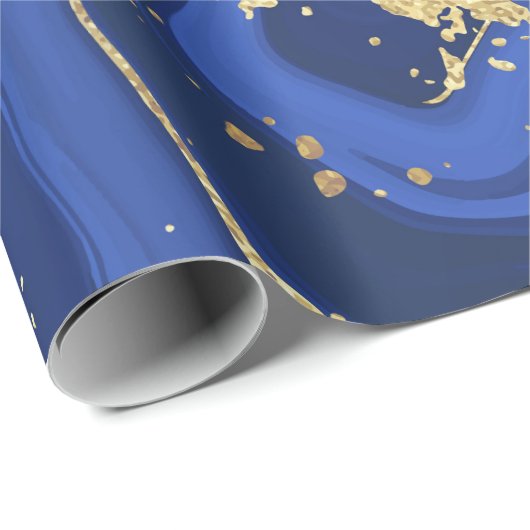 パープルホワイトアゲテマーブル抽象芸術名モノグラム ラッピングペーパー (ロールコーナー)