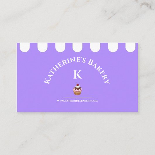 パープルホワイトエレガントベーカリー名刺 名刺 (正面)