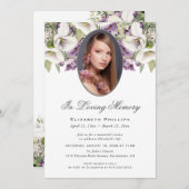 パープルホワイトカラユリ写真追悼会 招待状 (正面/裏面)