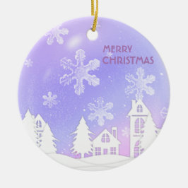 パープルホワイトクリスタルボール半透明スノーフレーク セラミックオーナメント