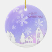 パープルホワイトクリスタルボール半透明スノーフレーク セラミックオーナメント (裏面)