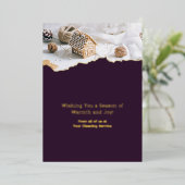 パープルホワイトクリスマスイメージフォイルホリデーカード 箔招待状 (立ち正面)