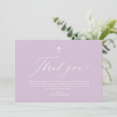 パープルホワイトクロスガールバプテスマサンキューカード 招待状 (スタンド正面)