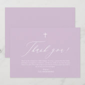 パープルホワイトクロスガールバプテスマサンキューカード 招待状 (正面/裏面)