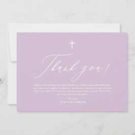 パープルホワイトクロスガールバプテスマサンキューカード 招待状