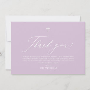 パープルホワイトクロスガールバプテスマサンキューカード 招待状
