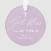 パープルホワイトクロスガールフォトバプテスマオーナメント オーナメント (正面)