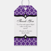 パープルホワイトクローバー結婚ズサンキューラベル ギフトタグ (正面)