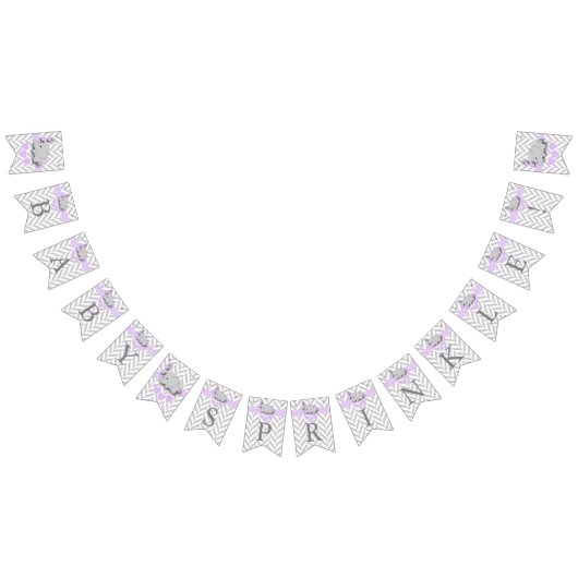 パープルホワイトグレーエレファントベビー散布機 バンティングフラッグ (全)