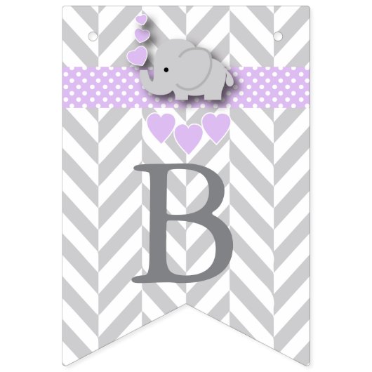 パープルホワイトグレーエレファントベビー散布機 バンティングフラッグ (第2の旗)