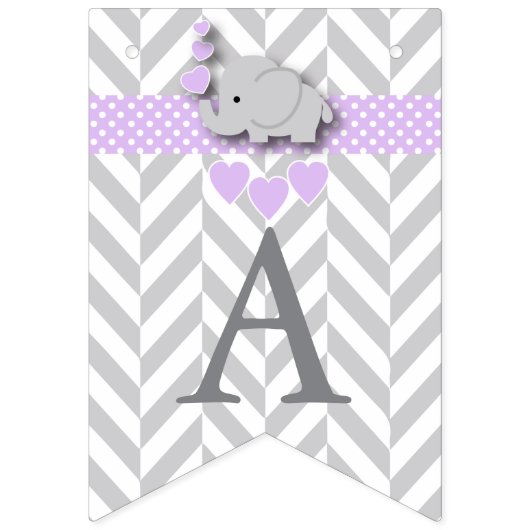 パープルホワイトグレーエレファントベビー散布機 バンティングフラッグ (第3の旗)