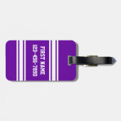 パープルホワイトサッカーストライプ名前をカスタムする番号 ラゲッジタグ (裏面横)
