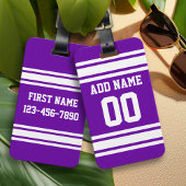 パープルホワイトサッカーストライプ名前をカスタムする番号 ラゲッジタグ