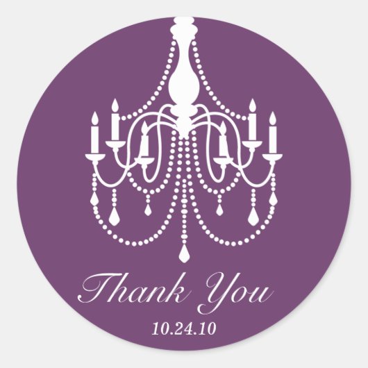 パープルホワイトシャンデリアありがとう ラウンドシール (正面)