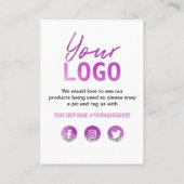 パープルホワイトシルバーグリッターありがとう割引 名刺 (裏面)