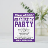 パープルホワイトスクールカラーズ卒業招待状 案内ポストカード (スタンド正面)