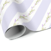 パープルホワイトストライプス フラワー ウェディング ラッピングペーパー (ロールコーナー)