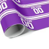 パープルホワイトスポーツジャージー名前をカスタムする番号 ラッピングペーパー (ロールコーナー)