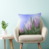 パープルホワイトチューリップ装飾用クッション クッション (椅子)