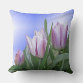 パープルホワイトチューリップ装飾用クッション クッション (正面)