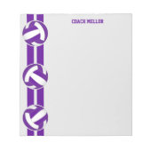 パープルホワイトチームカラーバレーボールコーチカスタムー ノートパッド (正面)