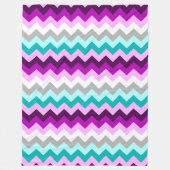 パープルホワイトティール(緑がかった色)シボロンラージフリースブランケット フリースブランケット (正面)