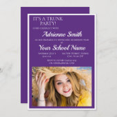 パープルホワイトトランクカレッジのパーティー写真 招待状 (正面/裏面)