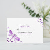 パープルホワイトトンボポインティリズムカスタムRSVP 出欠カード (スタンド正面)