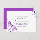 パープルホワイトトンボポインティリズムカスタムRSVP 出欠カード (正面/裏面)