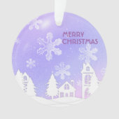 パープルホワイトハウススノーフレーククリスマス新年2023 オーナメント (正面)