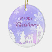 パープルホワイトハウススノーフレーククリスマス新年 セラミックオーナメント (左)