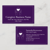 パープルホワイトハンドハートミニマル介護者 名刺 (正面/裏面)
