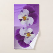 パープルホワイトパンシー切り出し バスタオルセット (ハンドタオル)