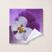 パープルホワイトパンシー切り出し バスタオルセット (ウォッシュタオル)