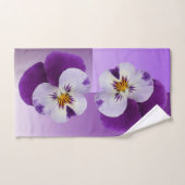 パープルホワイトパンシー切り出し バスタオルセット (ハンドタオル)