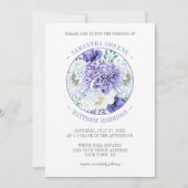 パープルホワイトピーニーズポピー結婚ズタイポグラフィ 招待状 (正面)