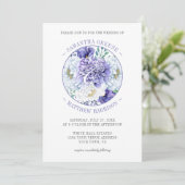 パープルホワイトピーニーズポピー結婚ズタイポグラフィ 招待状 (スタンド正面)